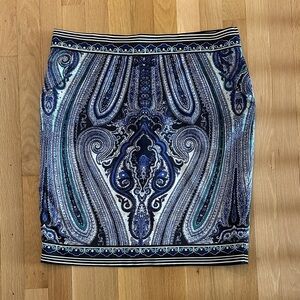 INC International Concepts Blue Paisley Pencil Skirt